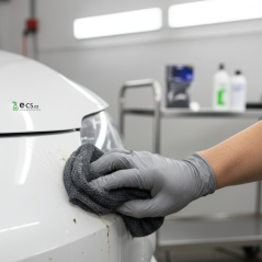 E-CS Houba na hmyz a asfalt