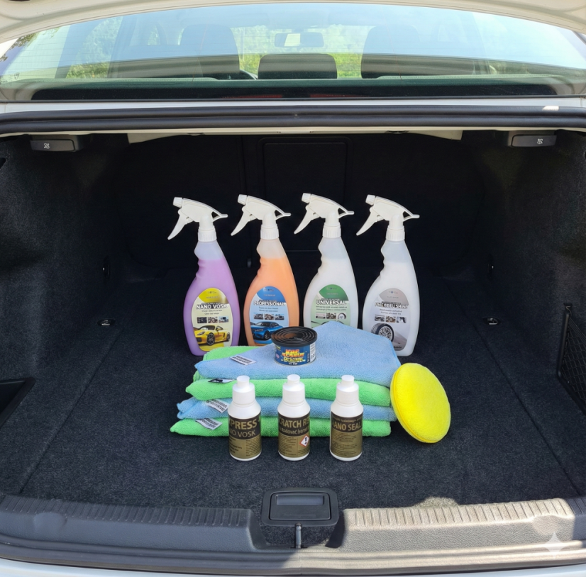 E-CS Velká sada autokosmetiky s nano voskem 4x 500 ml + 3x 100 ml