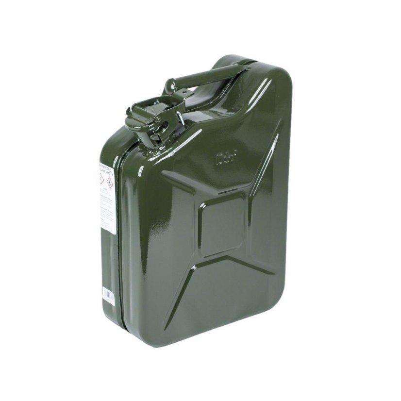Plechový kanystr 10 l na horľaviny a chemikálie, rozmer 400×290×120 mm, hmotnosť 2,5 kg