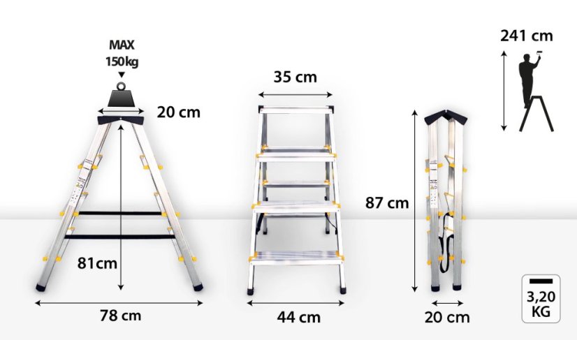 schůdky Al 2x4 PROFI oboustranné